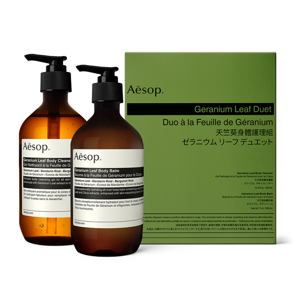 Aesop Unisex Geranium Leaf Duet Skin Care Kit - Contains Geranium Leaf Body Cleanser & Geranium Leaf Body Balm